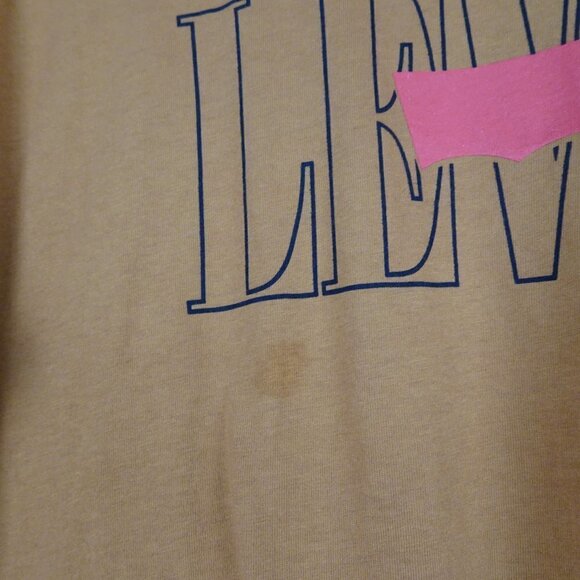 Levi's Long Sleeve T-Shirt Men's Size M Brown Spell Out Logo Flawed Read Descr - Picture 5 of 9